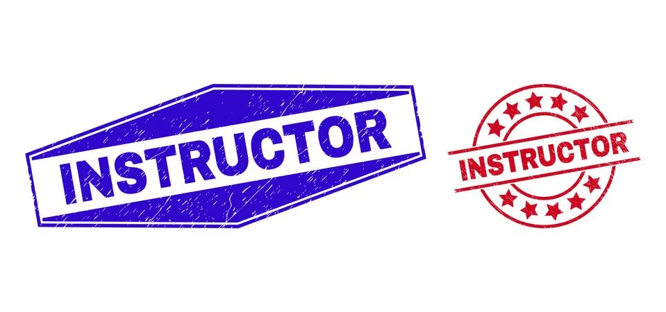 INSTRUCTOR Corroded Stamp Seals in Circle and Hexagonal Forms Stockillustratie