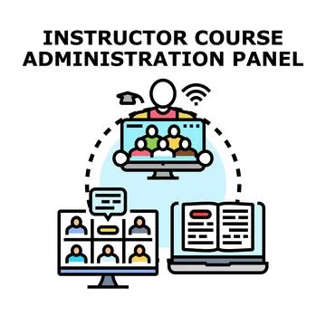 Instructor course administration managing online education platform Stock Illustration