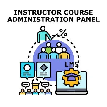 Instructor course administration panel online learning system Illustrazione stock