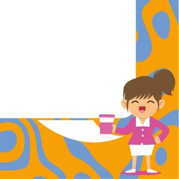 Instructor Drawing Pointing Stick On Empty Whiteboard While Holding Cup Stock Illustration