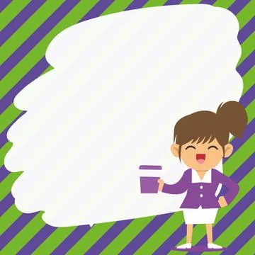 Instructor Drawing Pointing Stick On Empty Whiteboard While Holding Cup 스톡 일러스트