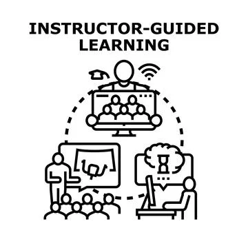 Instructor guided learning concept for education programs Stock Illustration