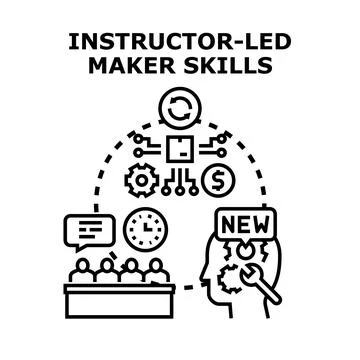 Instructor leading maker skills development and education Illustrazione stock