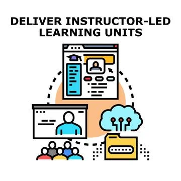 Instructor leading online learning and educational training 库存插图