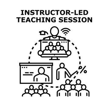Instructor leading teaching session with online and offline learning Stock Illustration