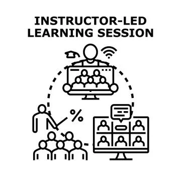 Instructor led learning session concept illustration Illustrazione stock