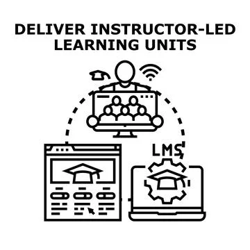 Instructor led learning units delivery online education concept Stock Illustration