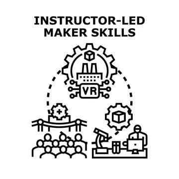 Instructor led maker skills education and innovation concept Stock Illustration