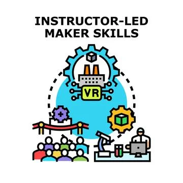 Instructor led maker skills education and innovation concept 库存插图