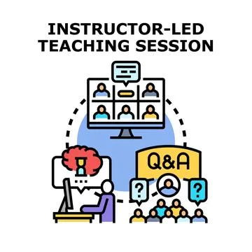 Instructor led remote education session concept Illustrazione stock