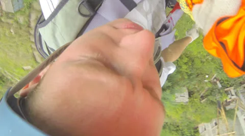 Instructor makes the first jump Stock Footage 26638051