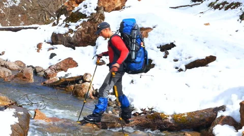 The instructor makes the test over the river Stock Footage 50767722