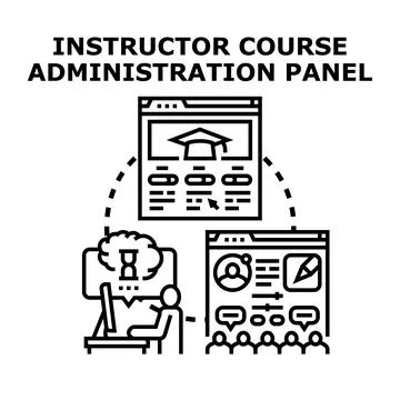 Instructor managing online course administration panel Stock Illustration