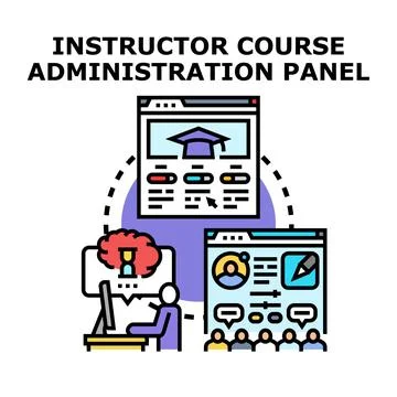 Instructor managing online course administration panel Stock Illustration
