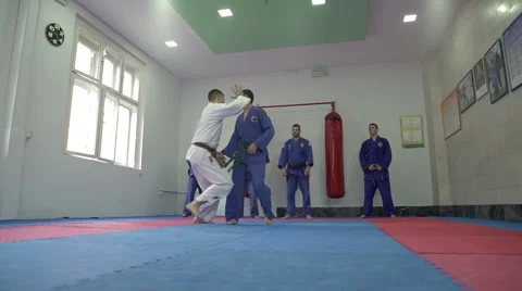 Instructor performing attractive throw after attack by Pakito. Stock Footage 63153299