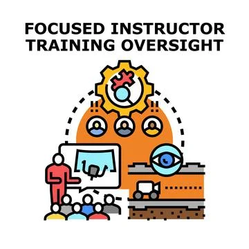 Instructor providing focused training with oversight Stock Illustration