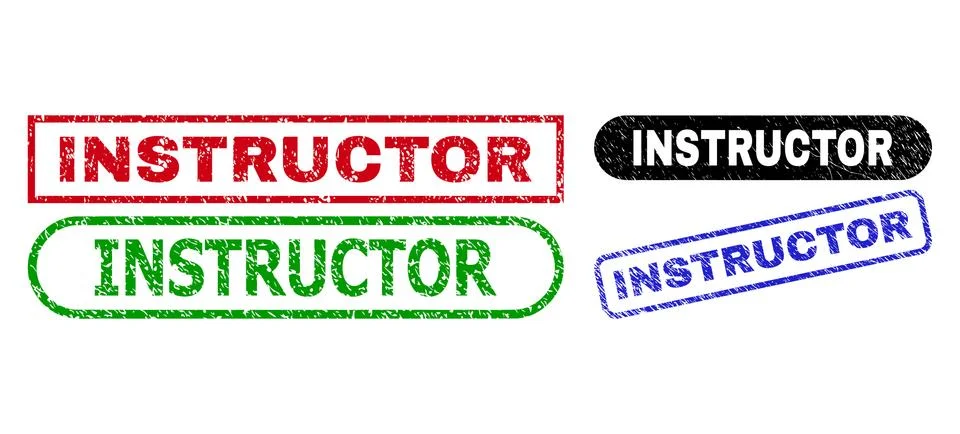 INSTRUCTOR Rectangle Stamps with Rubber Surface Stock Illustration