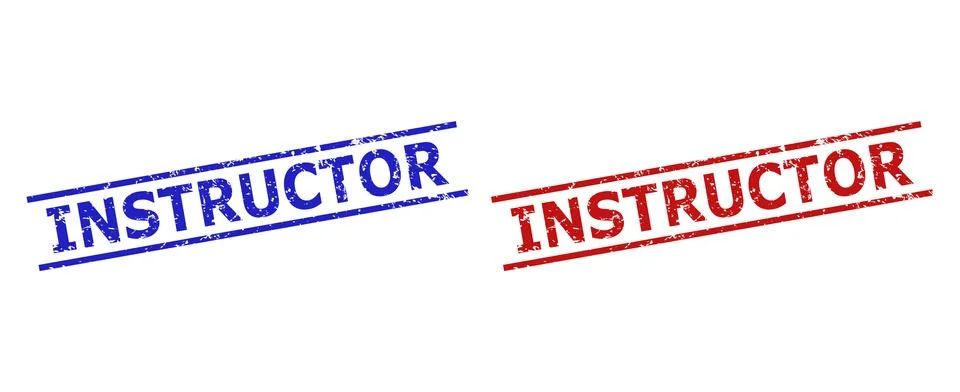 INSTRUCTOR Stamps with Unclean Texture and Parallel Lines Illustrazione stock