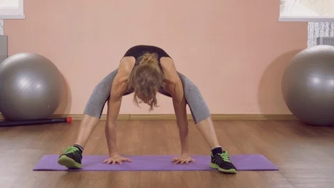 Instructor in yoga studio Stock Footage 113462670