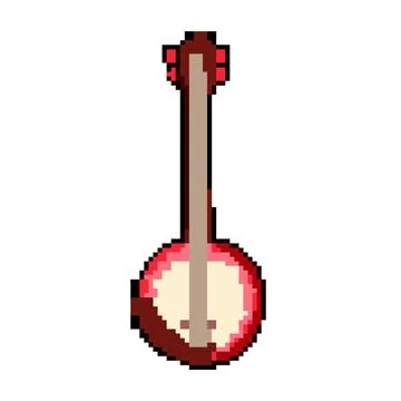 Instrument banjo pixel art vector illustration Stockillustratie