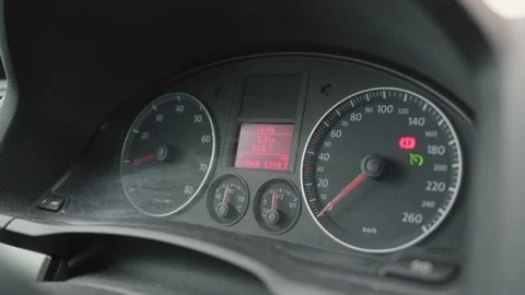 Instrument cluster of a car during a startup. Close up Stock Footage 196231242