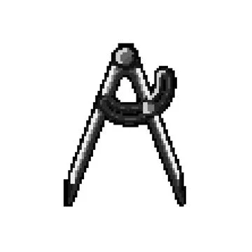 Instrument compass divider pixel art vector illustration sign color Stock Illustration