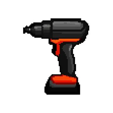 Instrument drill pixel art vector illustration sign color Ilustração Stock