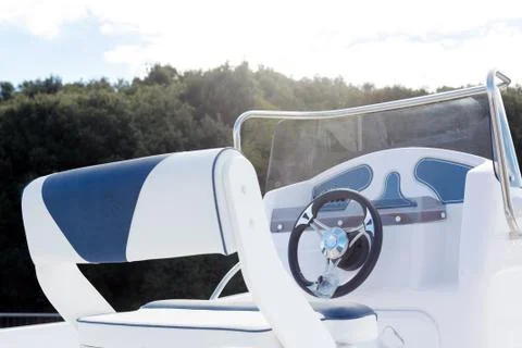 Instrument panel and steering wheel Stock Photos