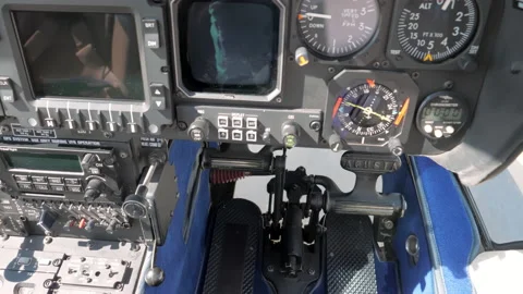 Instrument panel in the cabin of the helicopter Stock Footage 221756040