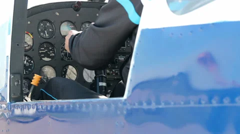 Instrument Panel of a Small Airplane Stock Footage 36646724