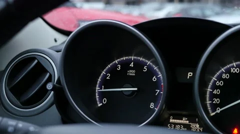 Instrument panel of a vehicle, tachometer limit engine rpm 動画素材 57326837