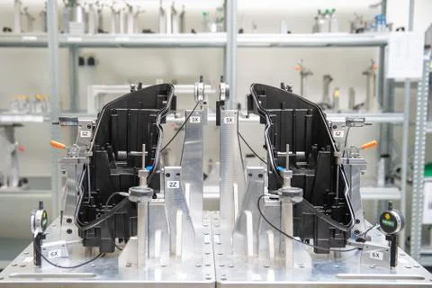 Instrument for precise 3D measurement of plastic moldings for the automotive Stock Photos