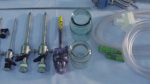 Instrument preparing for a surgical operation Stock Footage 75646197