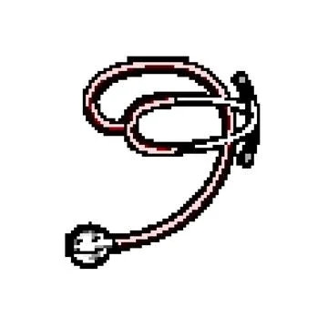 Instrument stethoscope pixel art vector illustration Stock Illustration