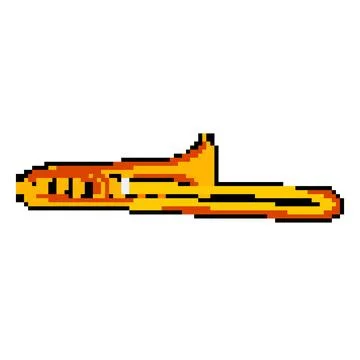 Instrument trombone pixel art vector illustration Stock Illustration