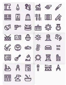 Instrument Visual Pack containing 45 Bold Line Display Perfect Vector Icons 库存插图