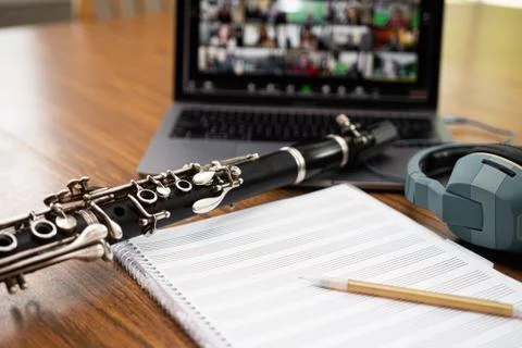 Instrumental music composition setup Stock Photos