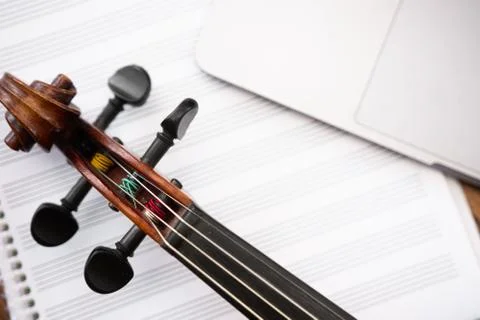 Instrumental music composition setup Stock Photos