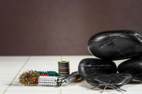 Instruments and accessories for acupuncture. Stock Photos