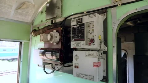 Instruments and equipment in the locomotive cab Stock Footage 199763514