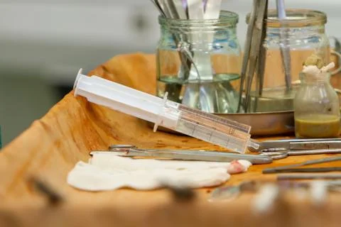 Instruments during surgery. Stock Photos