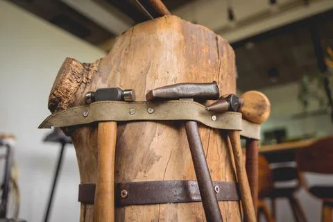 Instruments kit in a large workshop for the manufacture of handmade jewelry Stock Photos