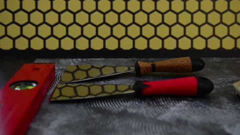 Instruments laying over textured surface Stock Footage 131861643