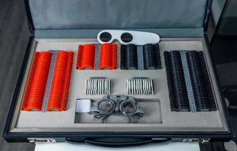 Instruments for measuring eye, Before make glasses. Stock Photos