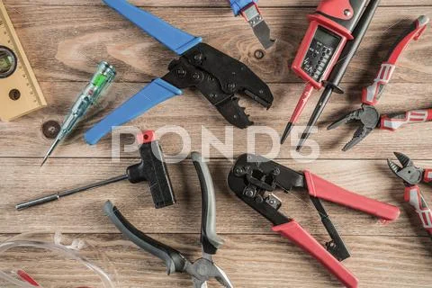 Instruments on wooden table Stock Photos