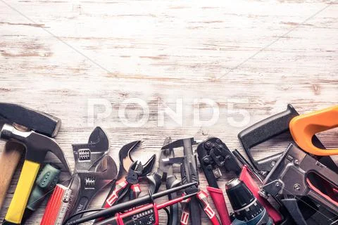 Instruments on wooden table Stock Photos