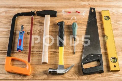 Instruments on wooden table Stock Photos