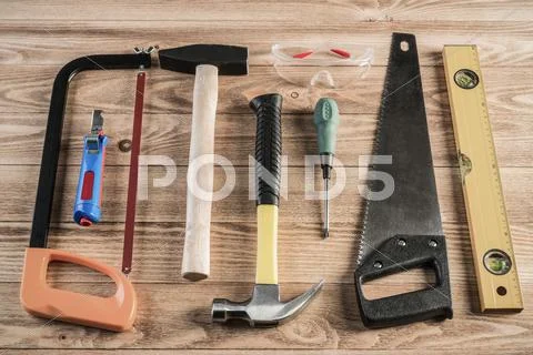 Instruments on wooden table Stock Photos
