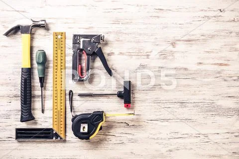 Instruments on wooden table Stock Photos