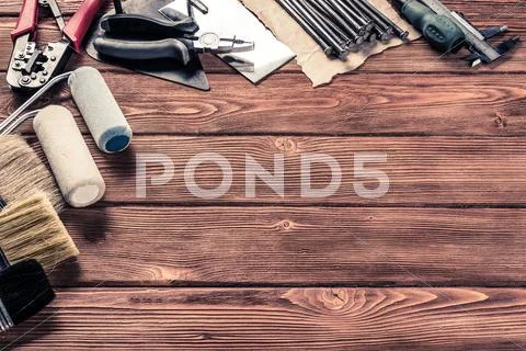 Instruments on wooden table Stock Photos